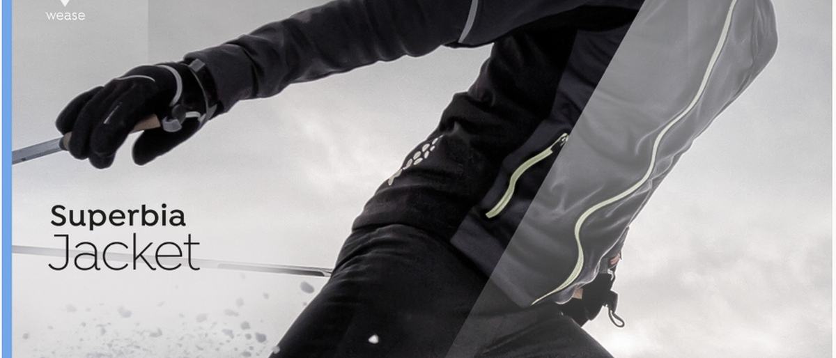 WEASE website product page showing the Superbia jacket